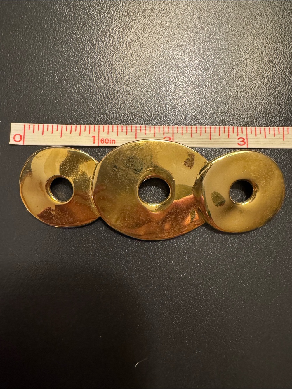 Vintage Gold Tone Modernist Geometric Disc Statement Brooch 3” - Picture 3 of 4